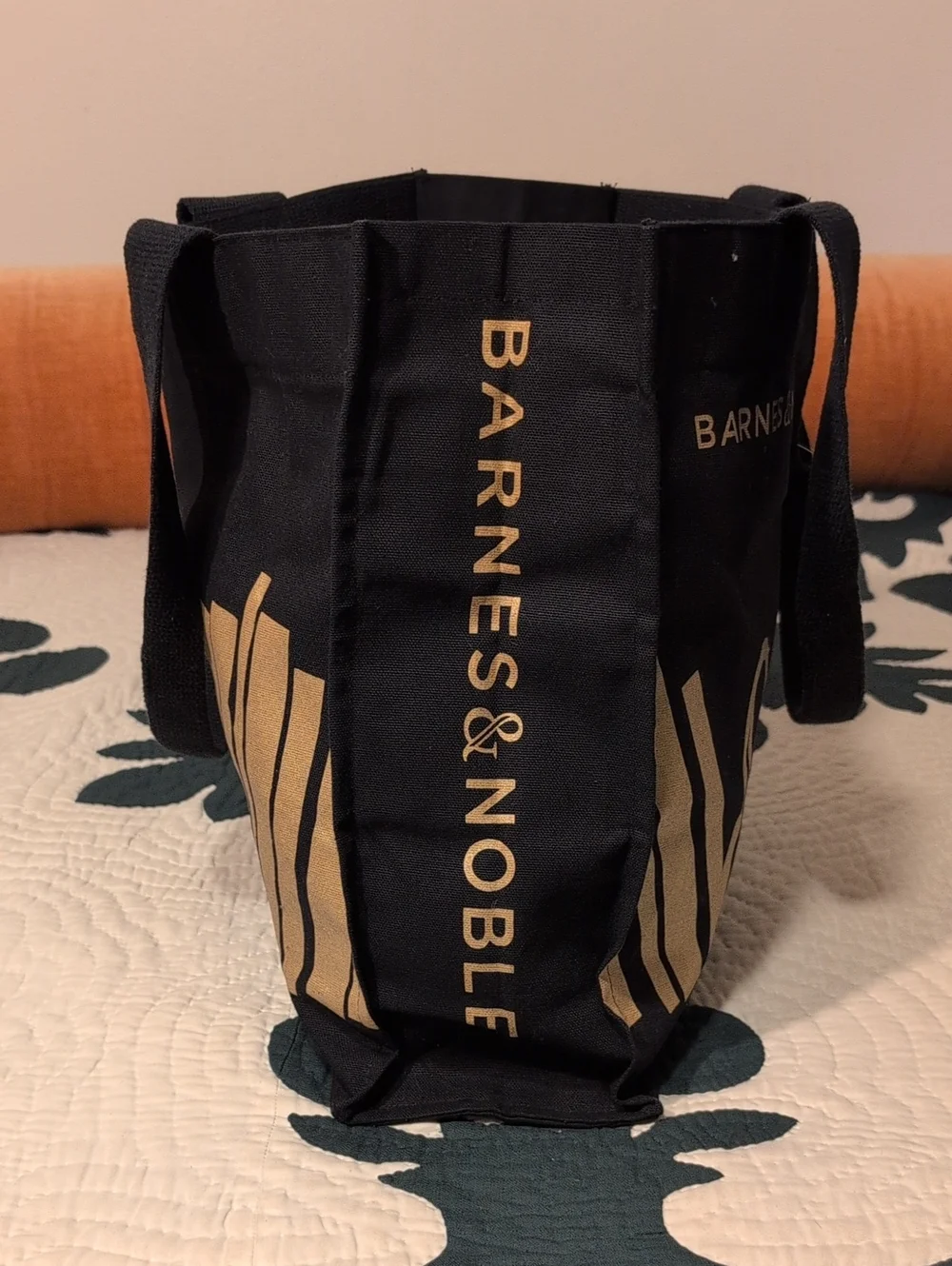 New Barnes & Noble Black Tote with Gold Graphic